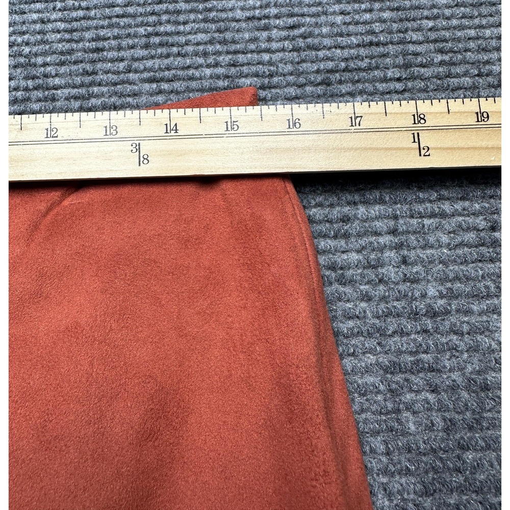 Bisou Bisou Skirt Womens 8 Orange Faux Suede Studded Asymmetrical Hem Lined Zip - Picture 3 of 8